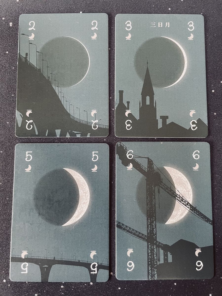 Lunar Trick rising and falling moon cards