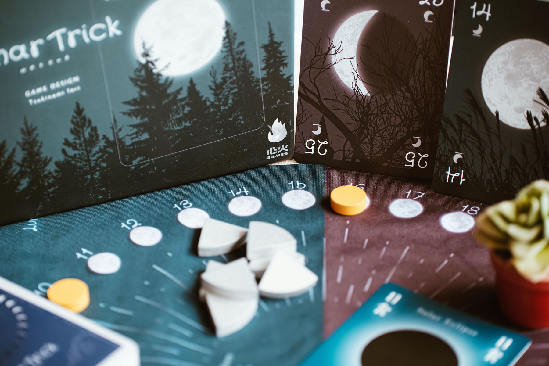 Lunar Trick cards arranged for gameplay
