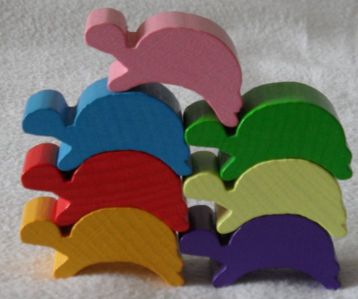 Set of colorful Mahé turtle pieces