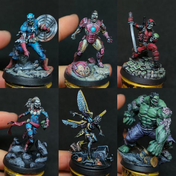 Painted Marvel zombie hero miniatures