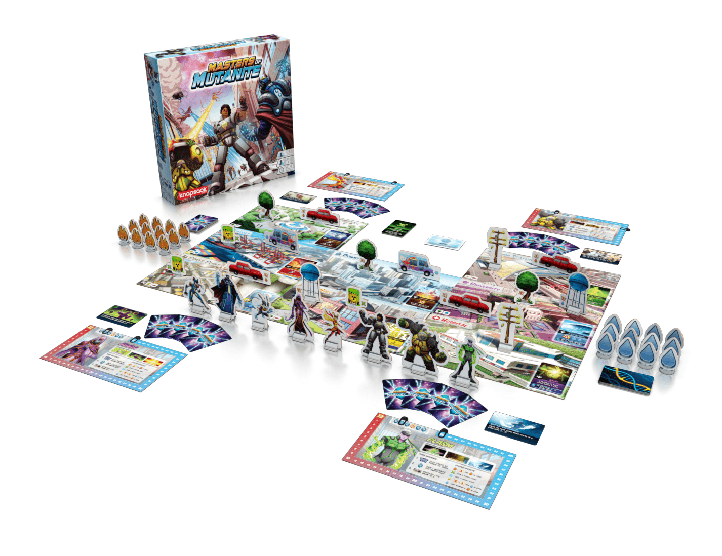 Masters of Mutanite four-player setup