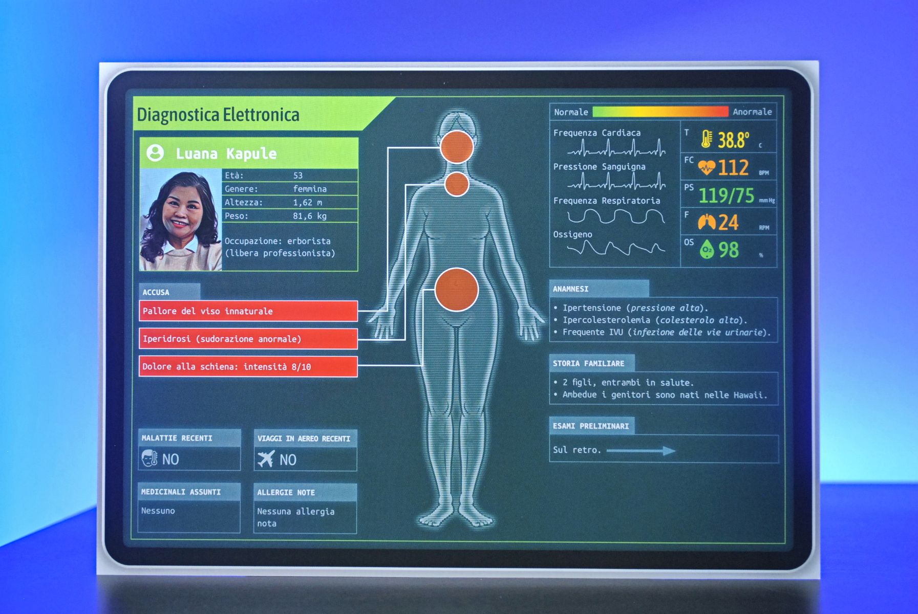 Medical Mysteries patient file and diagnostic cards during play
