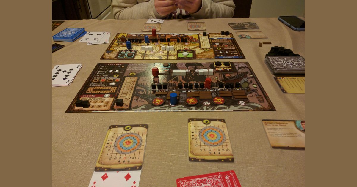 Merchants and Marauders Broadsides setup after several rounds