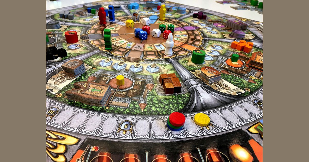 Full Merlin board game setup during play