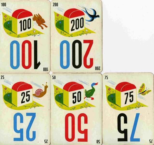 Mille Bornes distance cards arranged for play