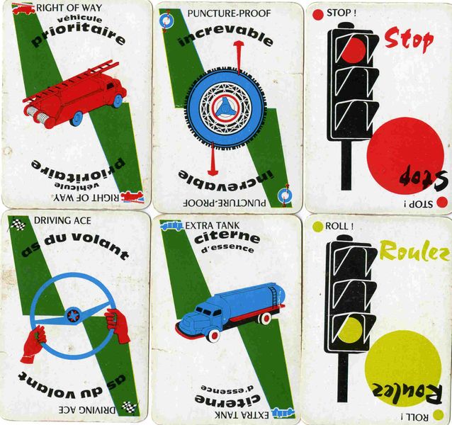 Mille Bornes hazard remedy and safety cards