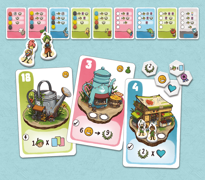 Minikin City cards and game components