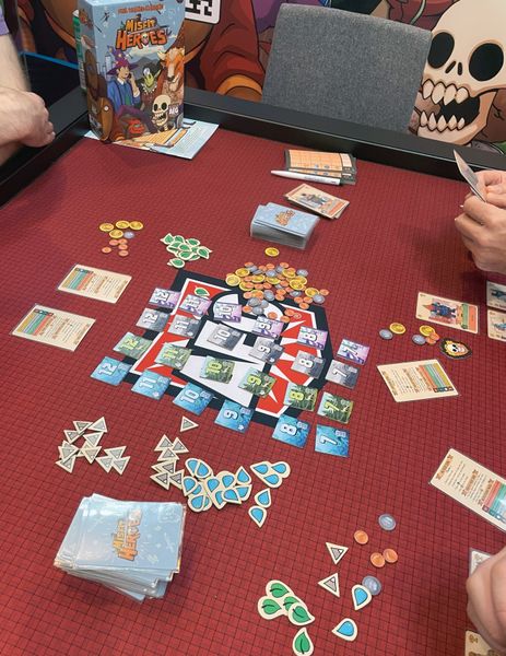 Misfit Heroes crafted character cards in play