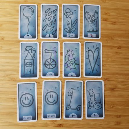 Misty cards arranged in a player window