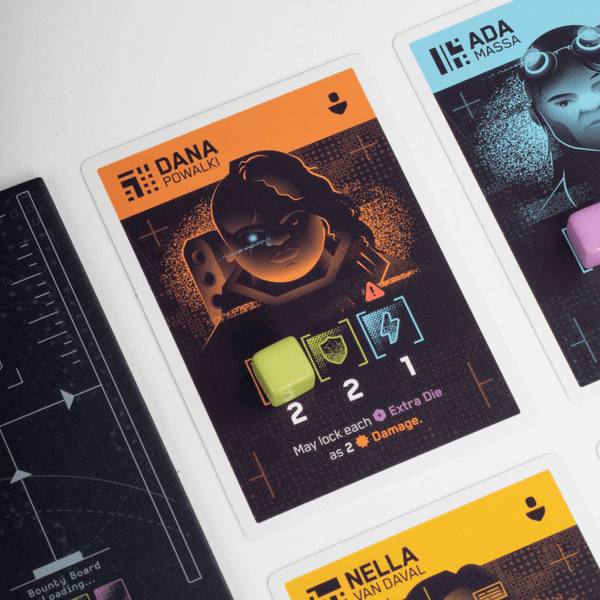 Moonrollers hazardous mission cards dice and hazard tokens
