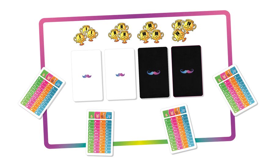 Moustache card game setup