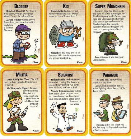 Munchkin Apocalypse class and item cards