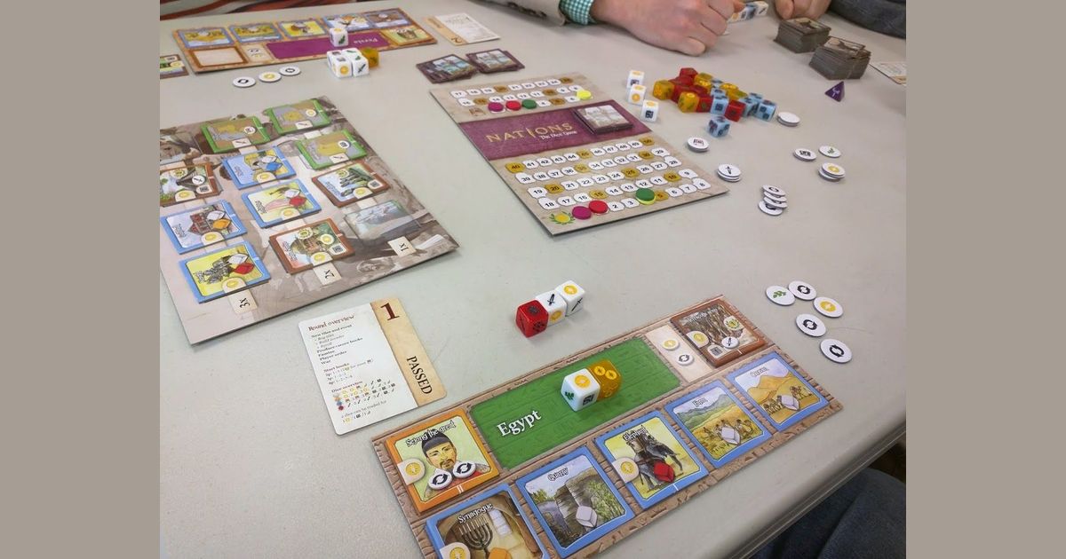 Nations The Dice Game in progress on a table