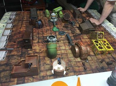 Necromunda Underhive gang battle in progress