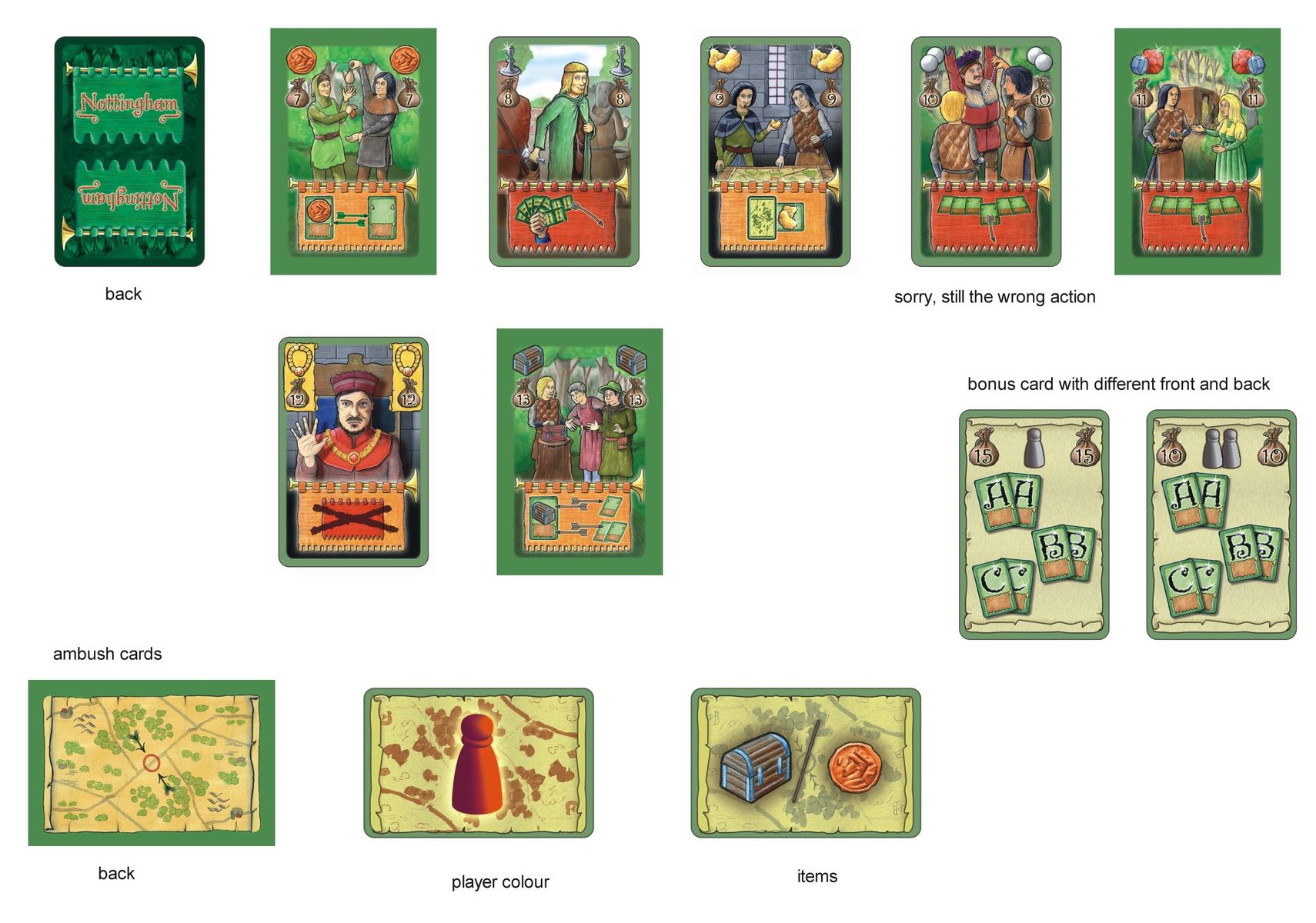 Sample Nottingham item cards