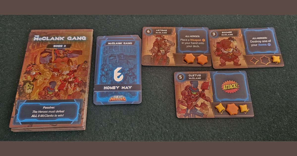 Boss cards and hero board in One-Hit Heroes
