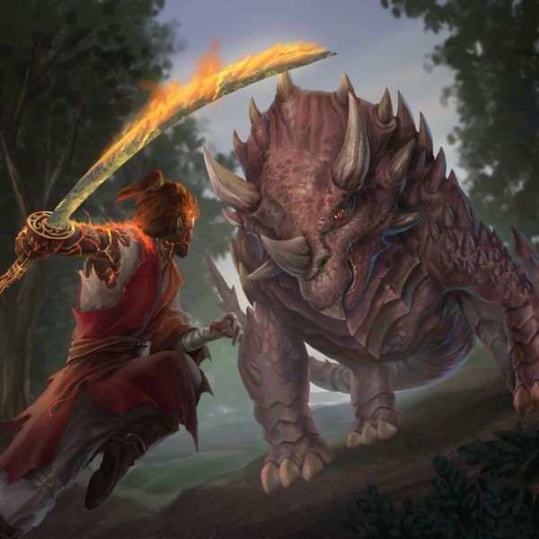 Onward champion fighting a jungle monster