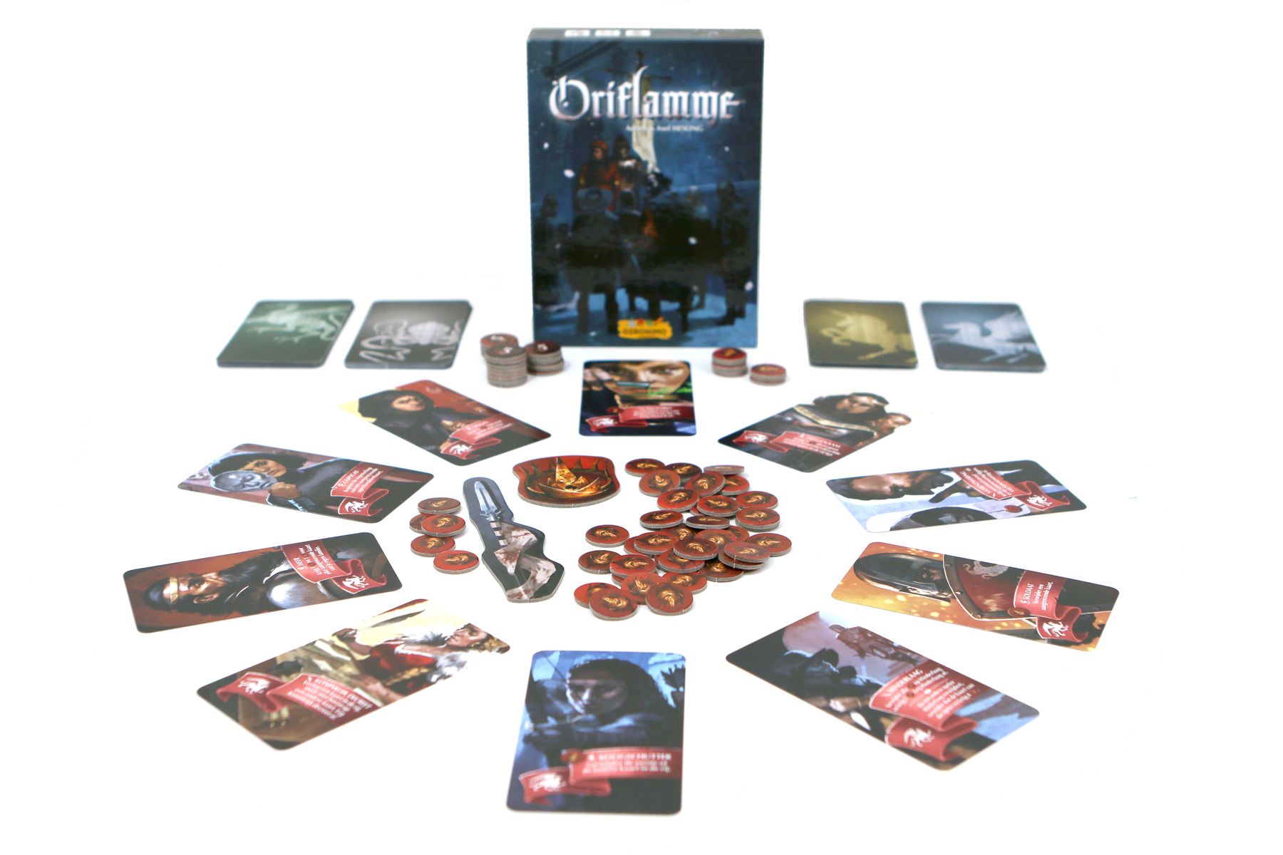 Oriflamme retail box cards and influence tokens