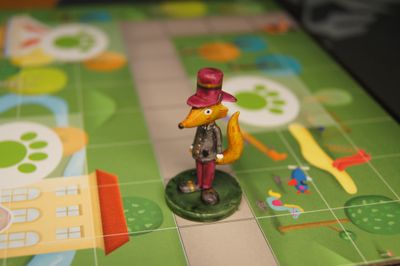 Outfoxed board game in play