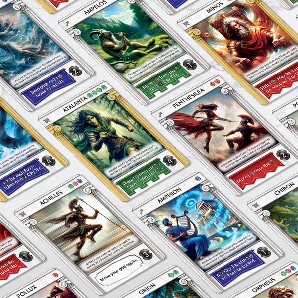 Pantheum cards and game components