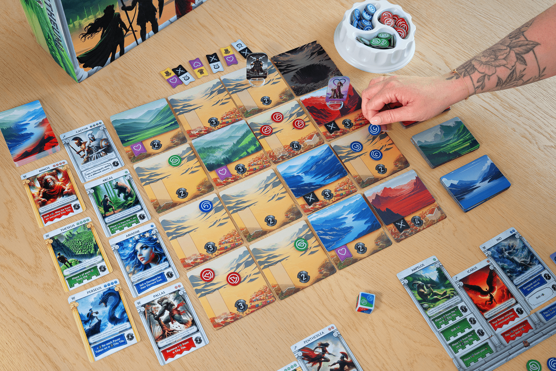 Pantheum board game setup