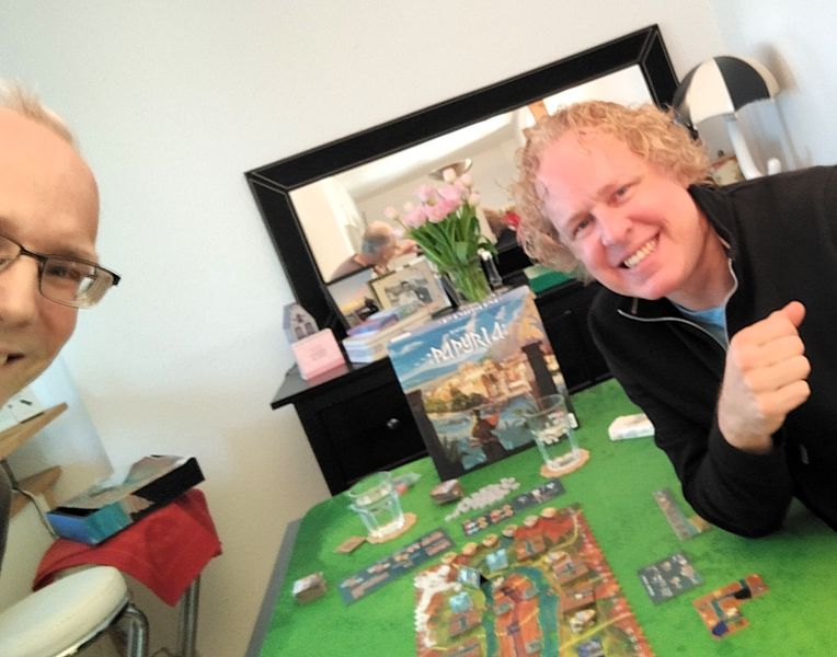 Papyria board game in progress on a table