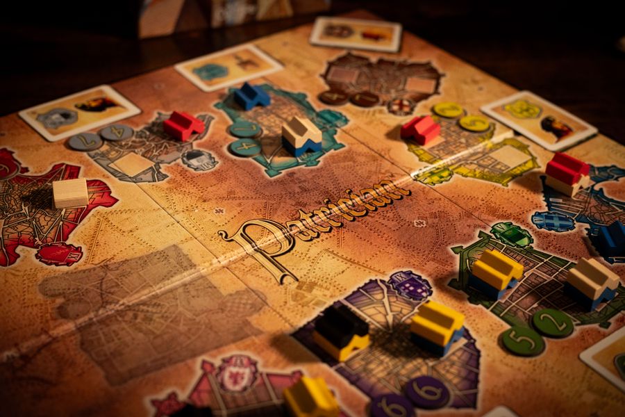 Patrician Towers of Influence board cards and components