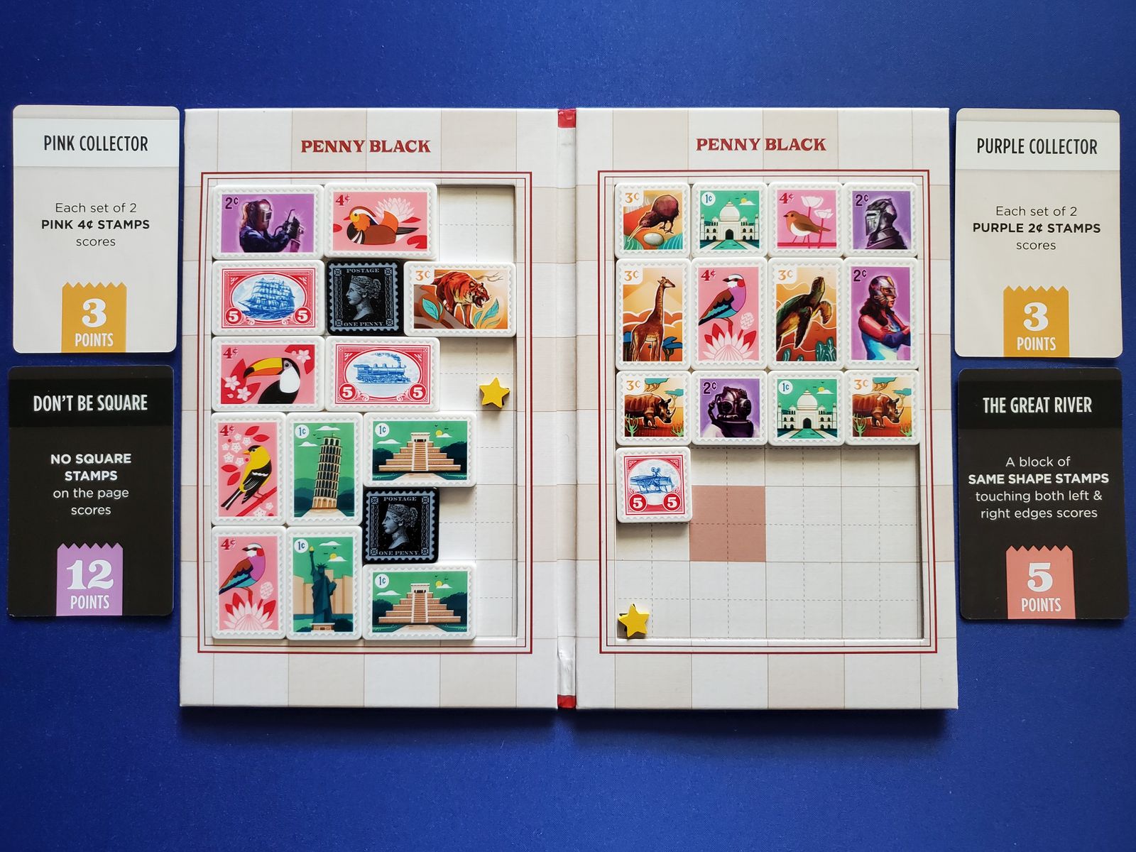 Completed Penny Black stamp album player board