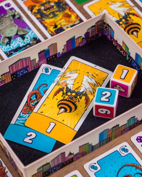 Pikit kaiju cards dice and tokens