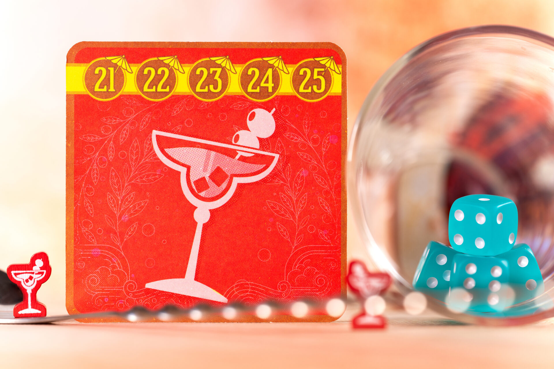 Piña Coladice colorful dice tokens and coasters