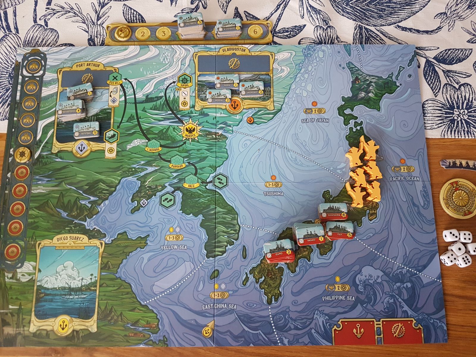 Port Arthur board game set up for play