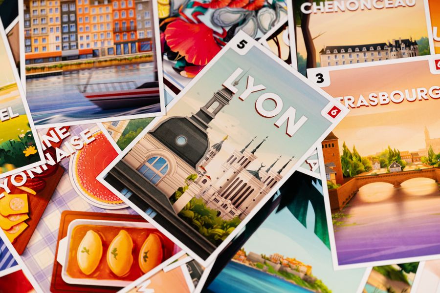 Postcards board game illustrated cards