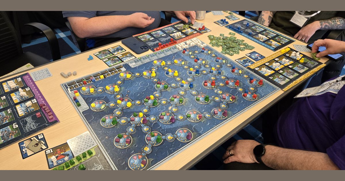 Power Grid Outpost board game in play