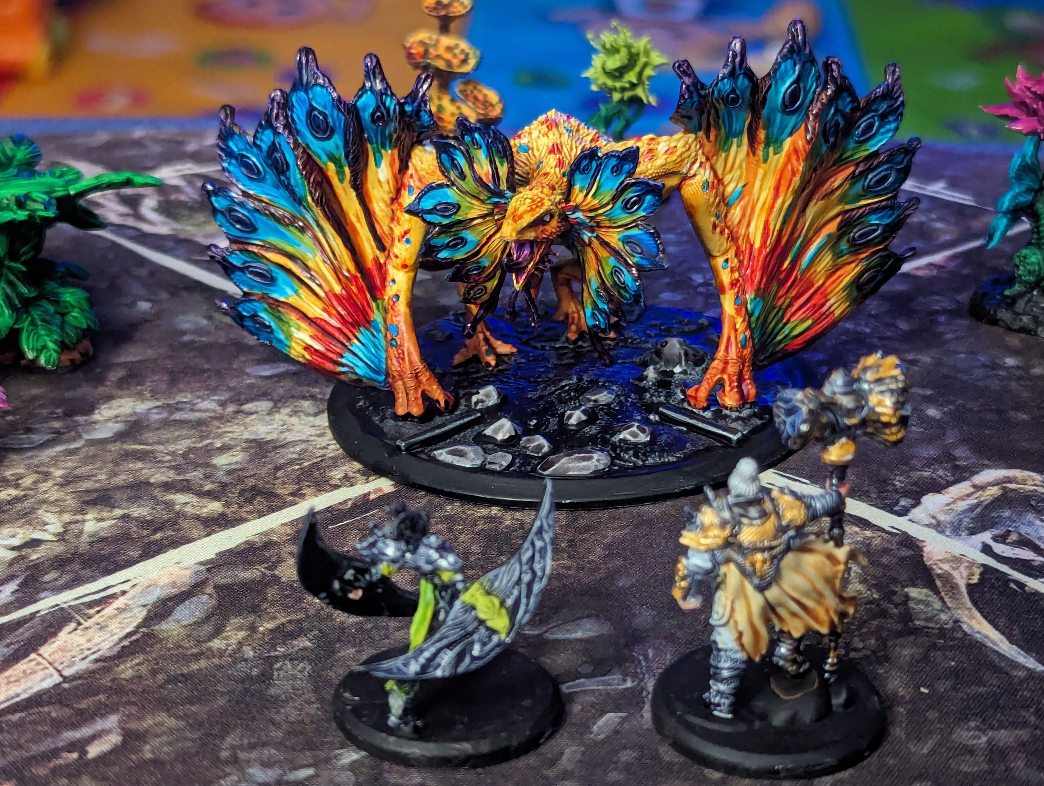 Primal Pazis monster facing hunter miniatures