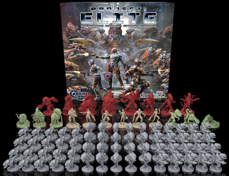 Project ELITE box with human and alien miniatures
