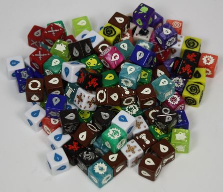 Pile of colorful Quarriors dice
