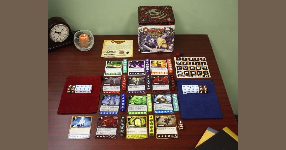 Quarriors board game set up for play