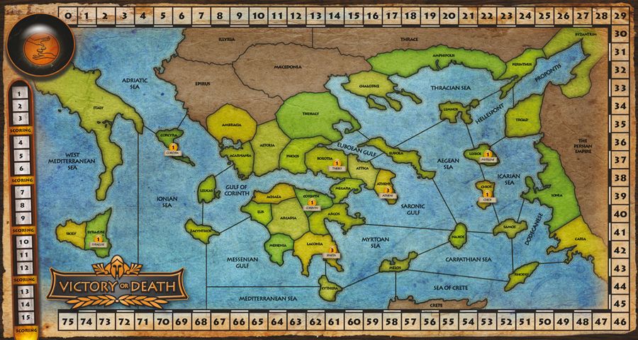 Victory or Death game board set up for play
