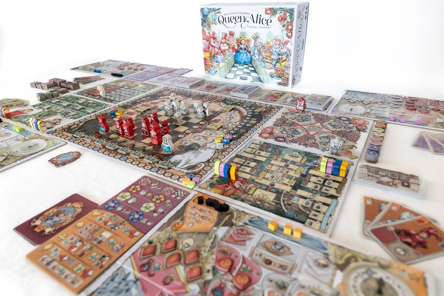 Queen Alice board game fully set up