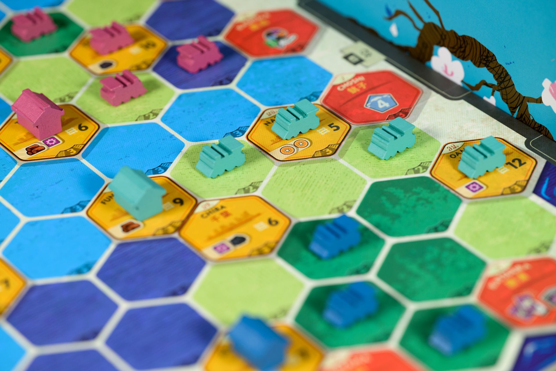 Railway Boom board game set up on a table