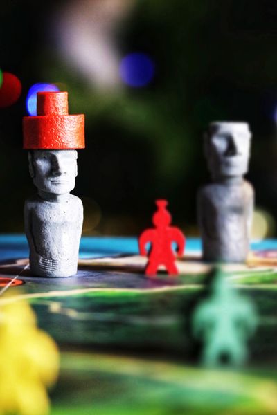 Rapa Nui moai statues and game pieces