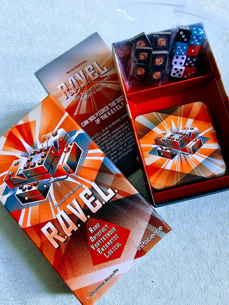 RAVEL dice cards tokens and grid components