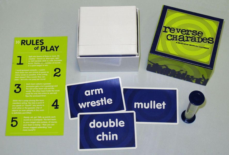 Reverse Charades game components