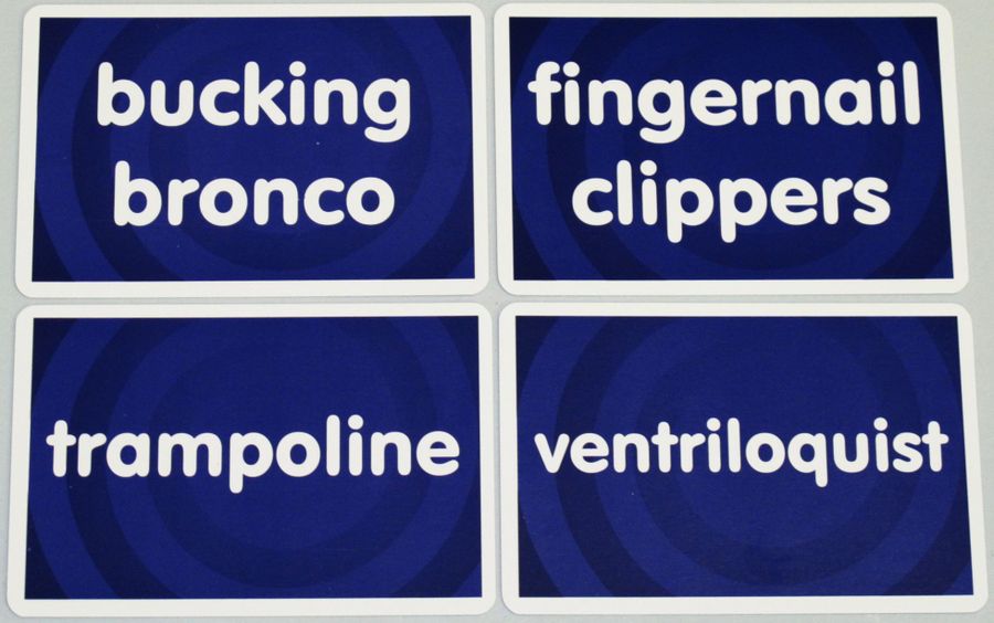 Reverse Charades sample prompt cards