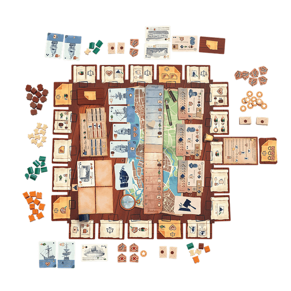 Rival Cities cards wooden pieces and board