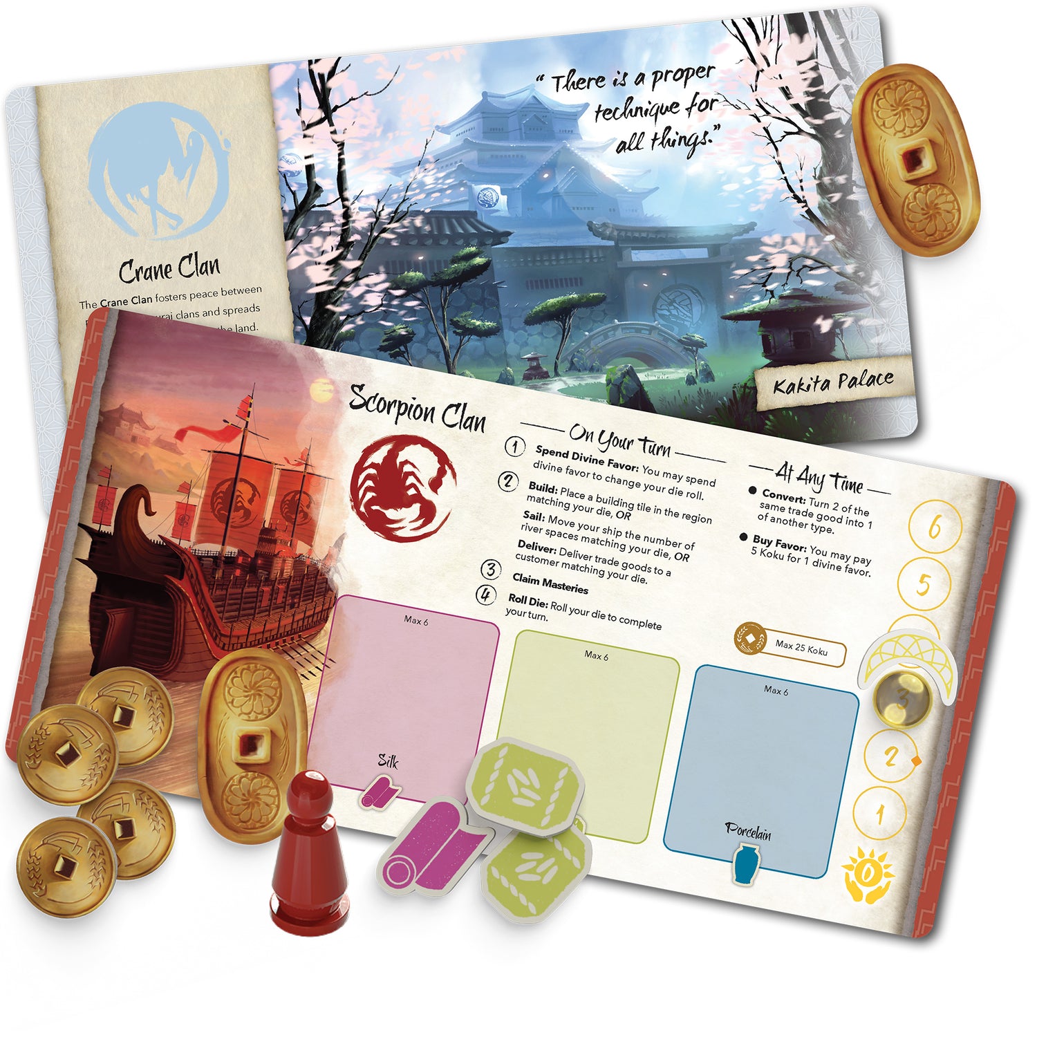 River of Gold clan board and resource components