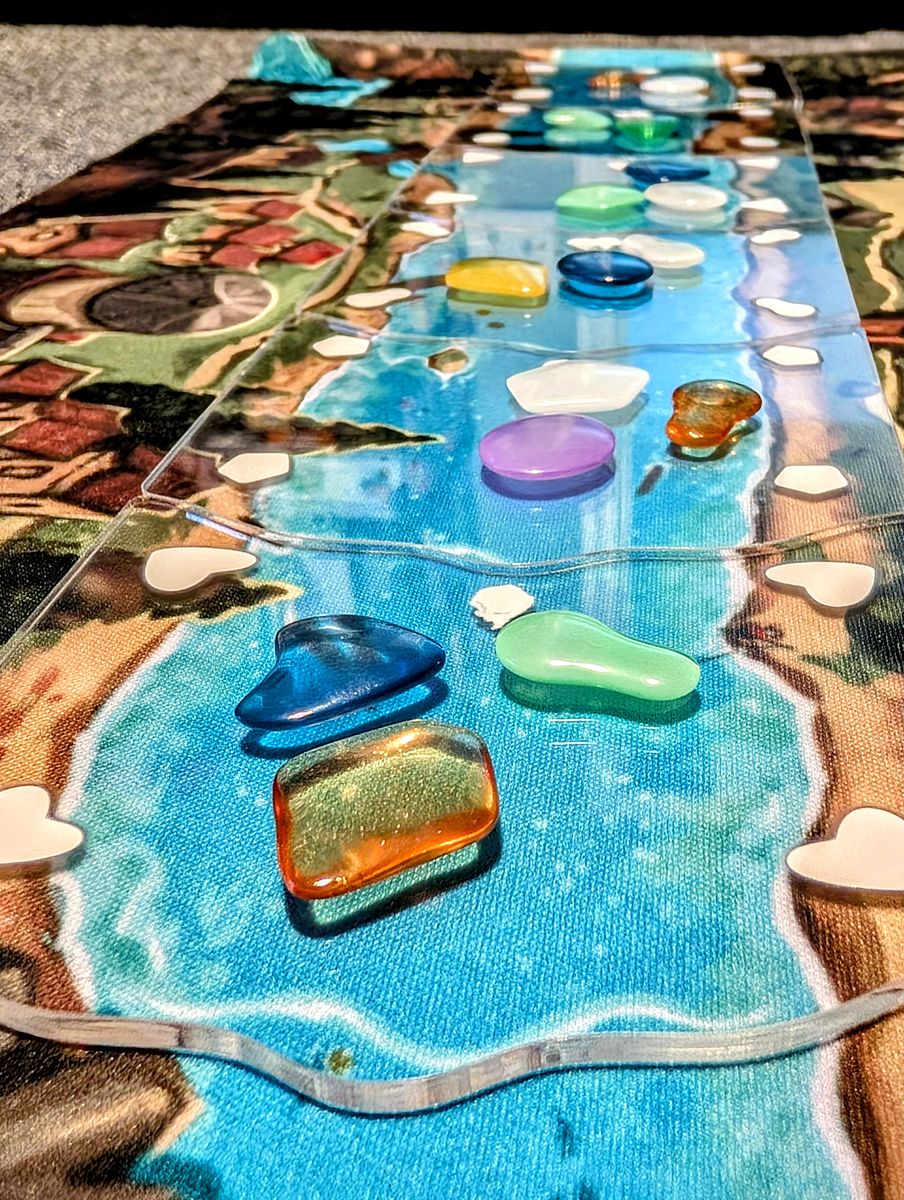 River tiles filled with colorful glass pieces