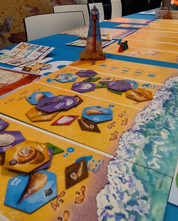 Sanibel personal board with collected shell tiles