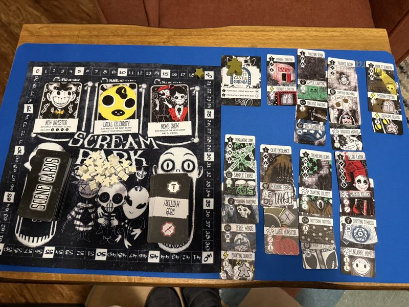 Completed Scream Park solo game layout