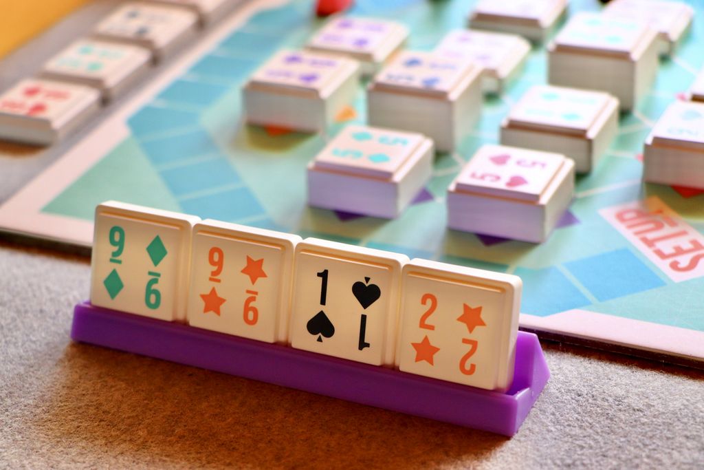 Setup board game tiles racks and pieces